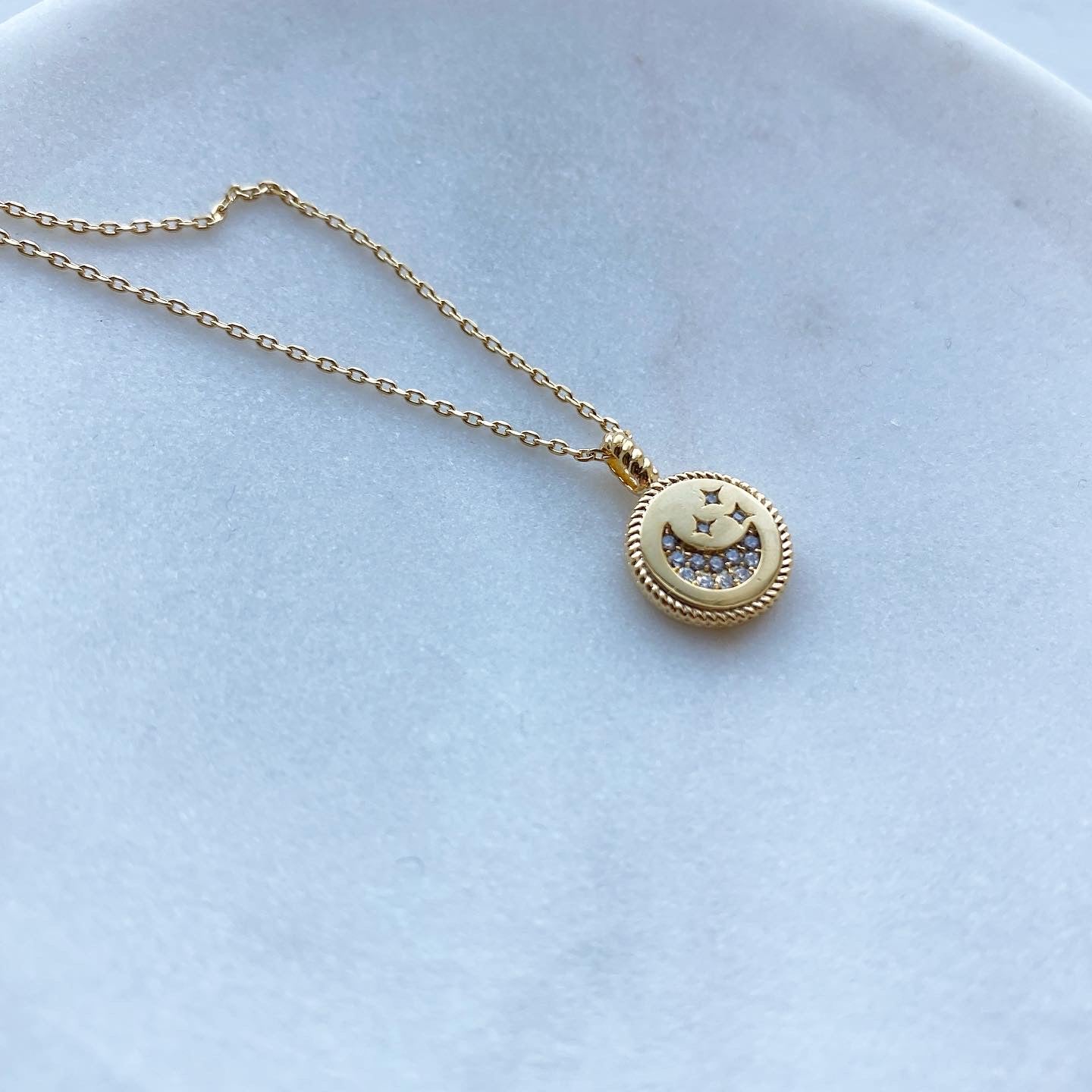 Moon & Star Sparkle Medallion Necklace