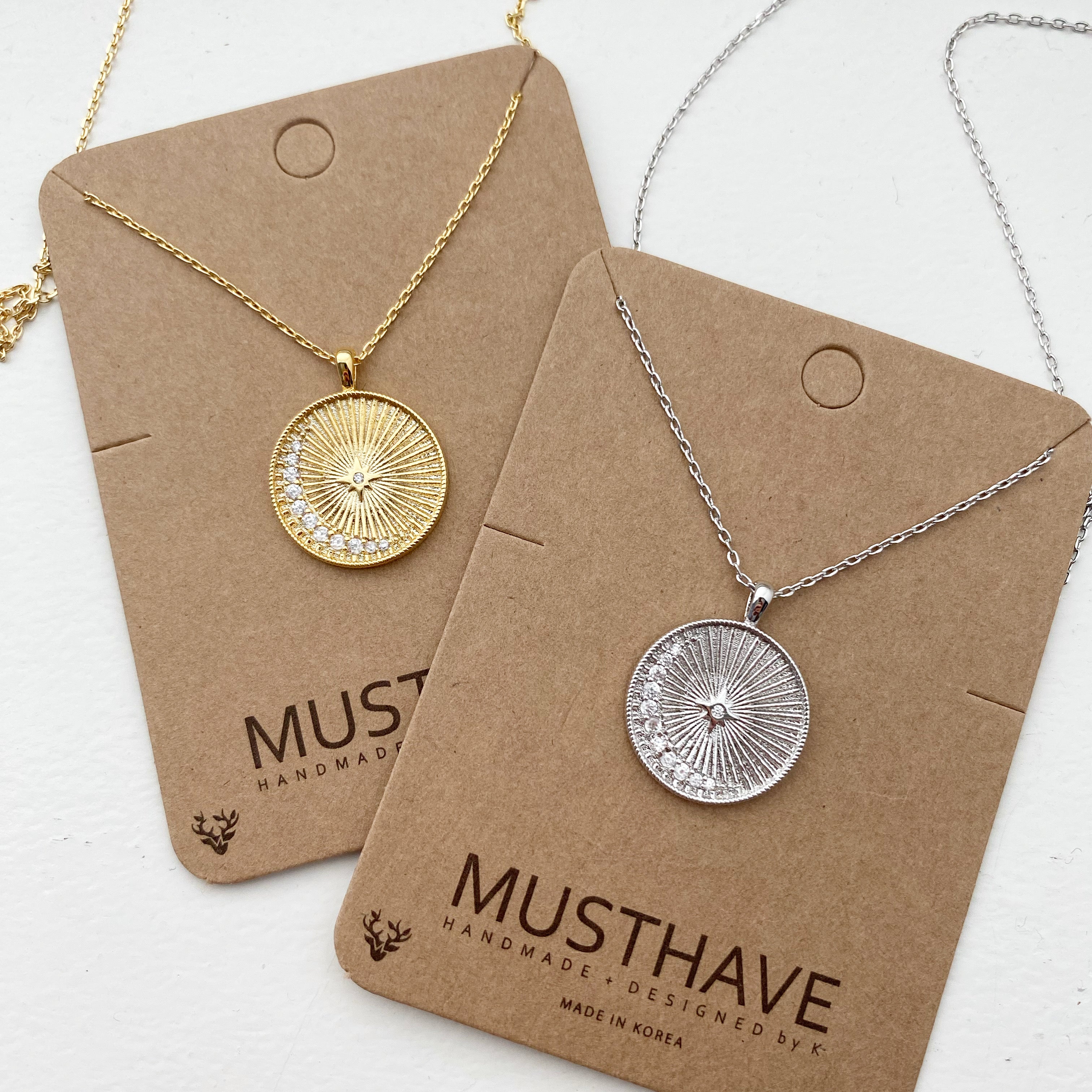 Forever Moon Fluted Medallion Necklace