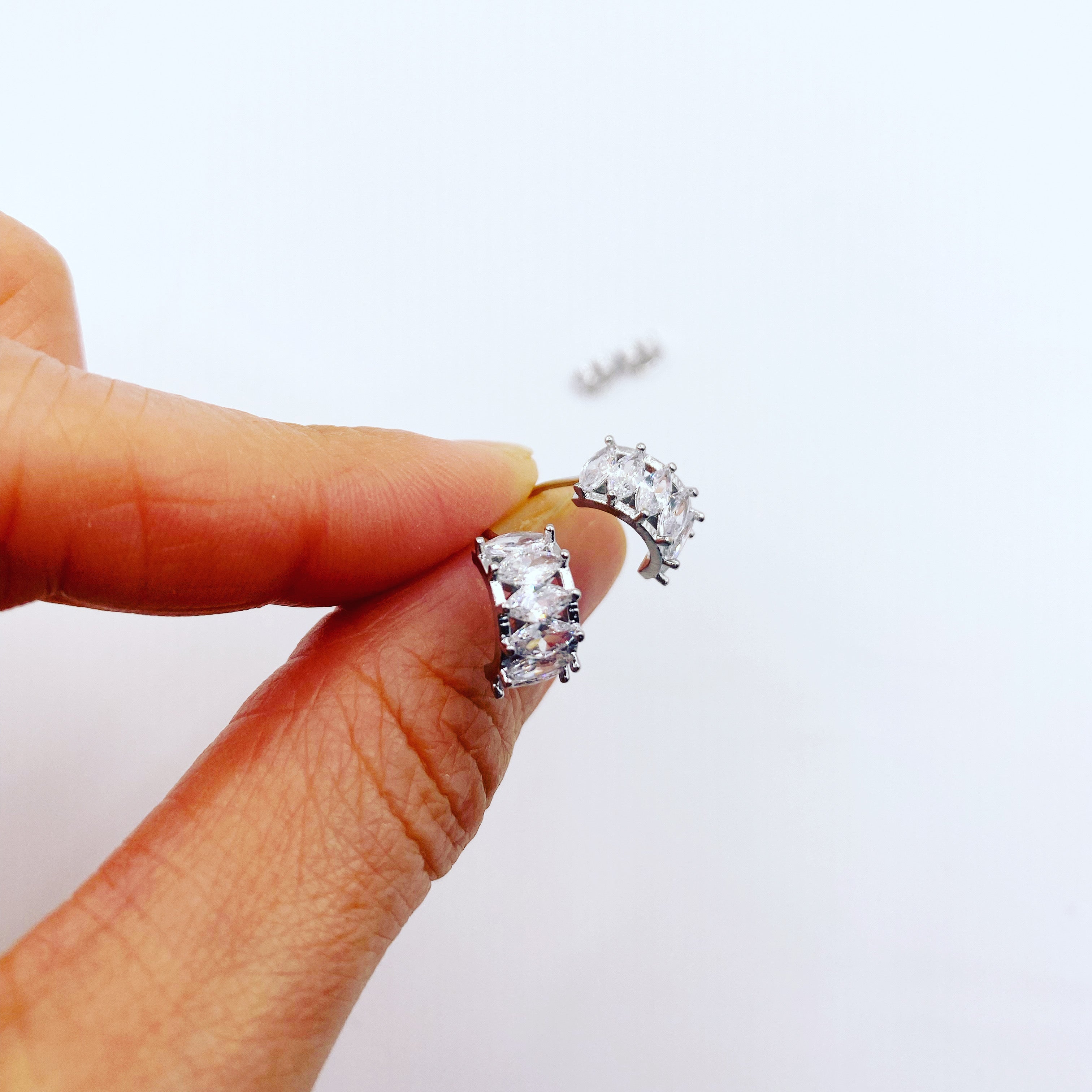 Almond Cubic Huggie Earrings