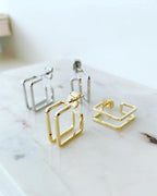 Double Square Hoop Earrings