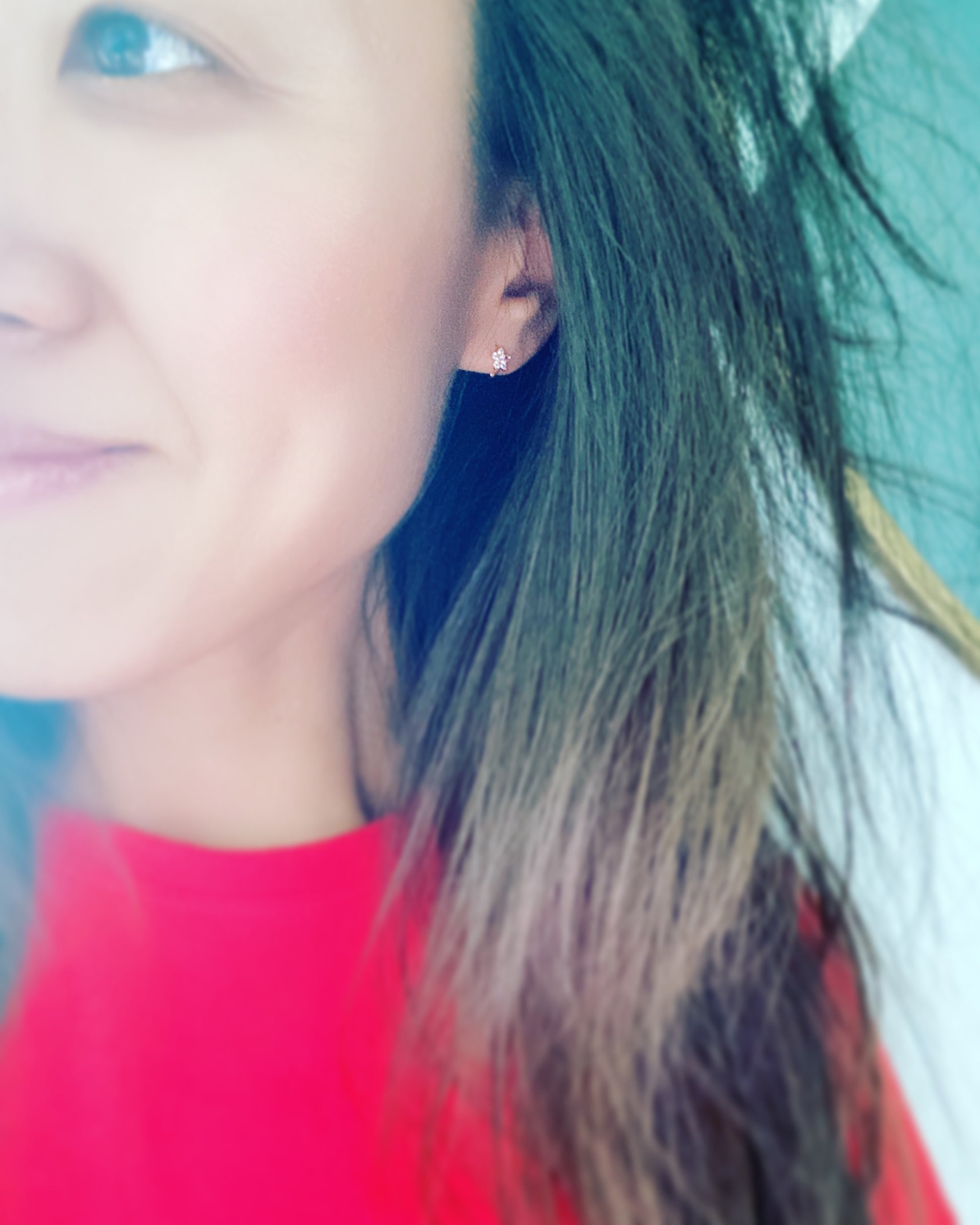 Huggie Hoop Earrings: Mini Flower