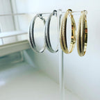Criss Cross Shimmer Hoop Earrings