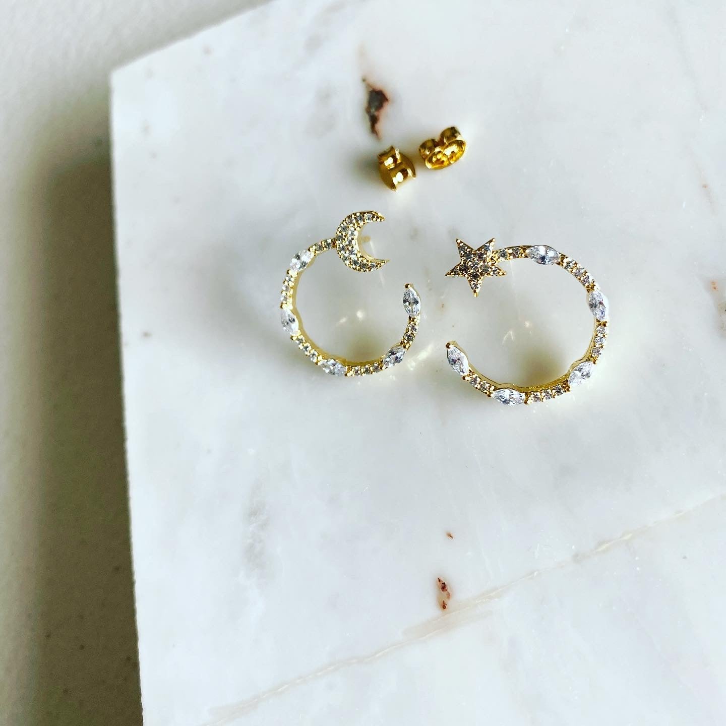 Moon & Star C-Loop Earrings