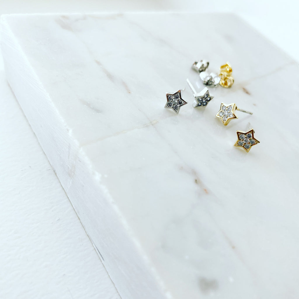Pave Star Teeny Earrings