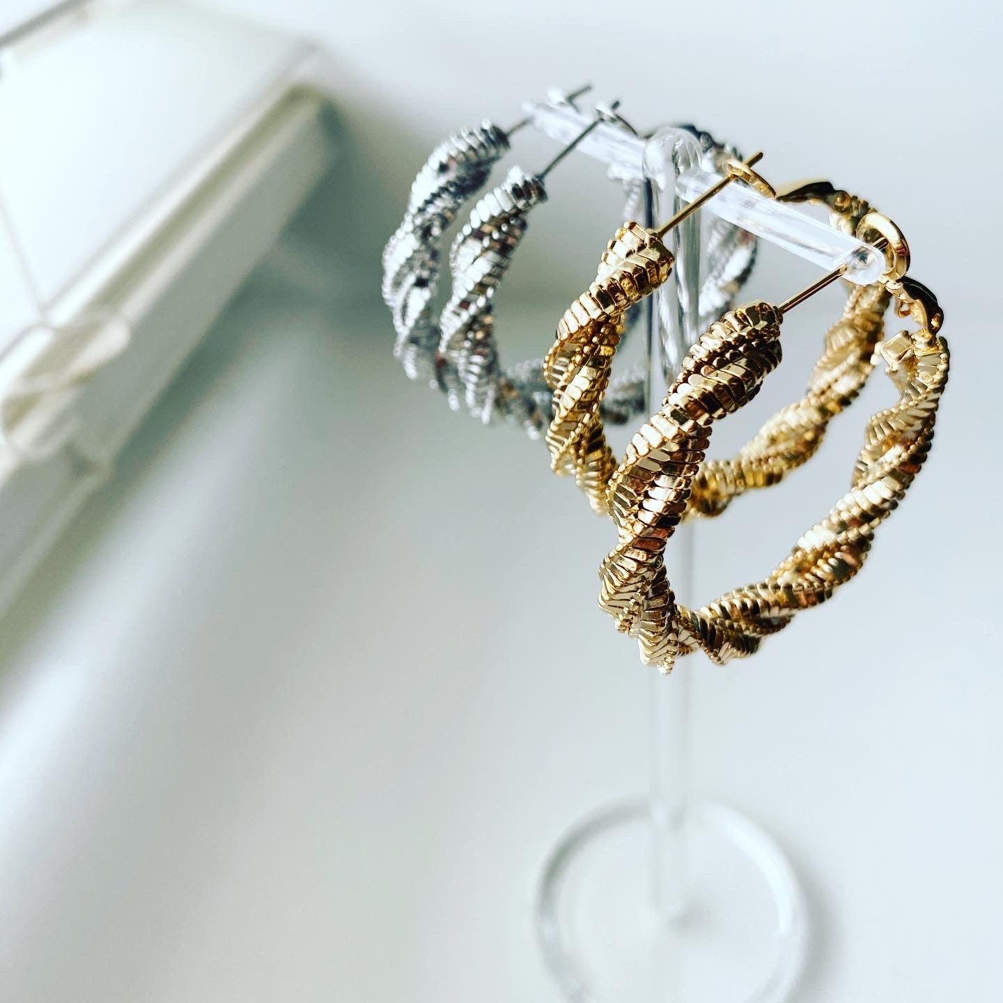 Box Chain Wrap Hoop Earrings