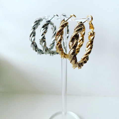 Box Chain Wrap Hoop Earrings