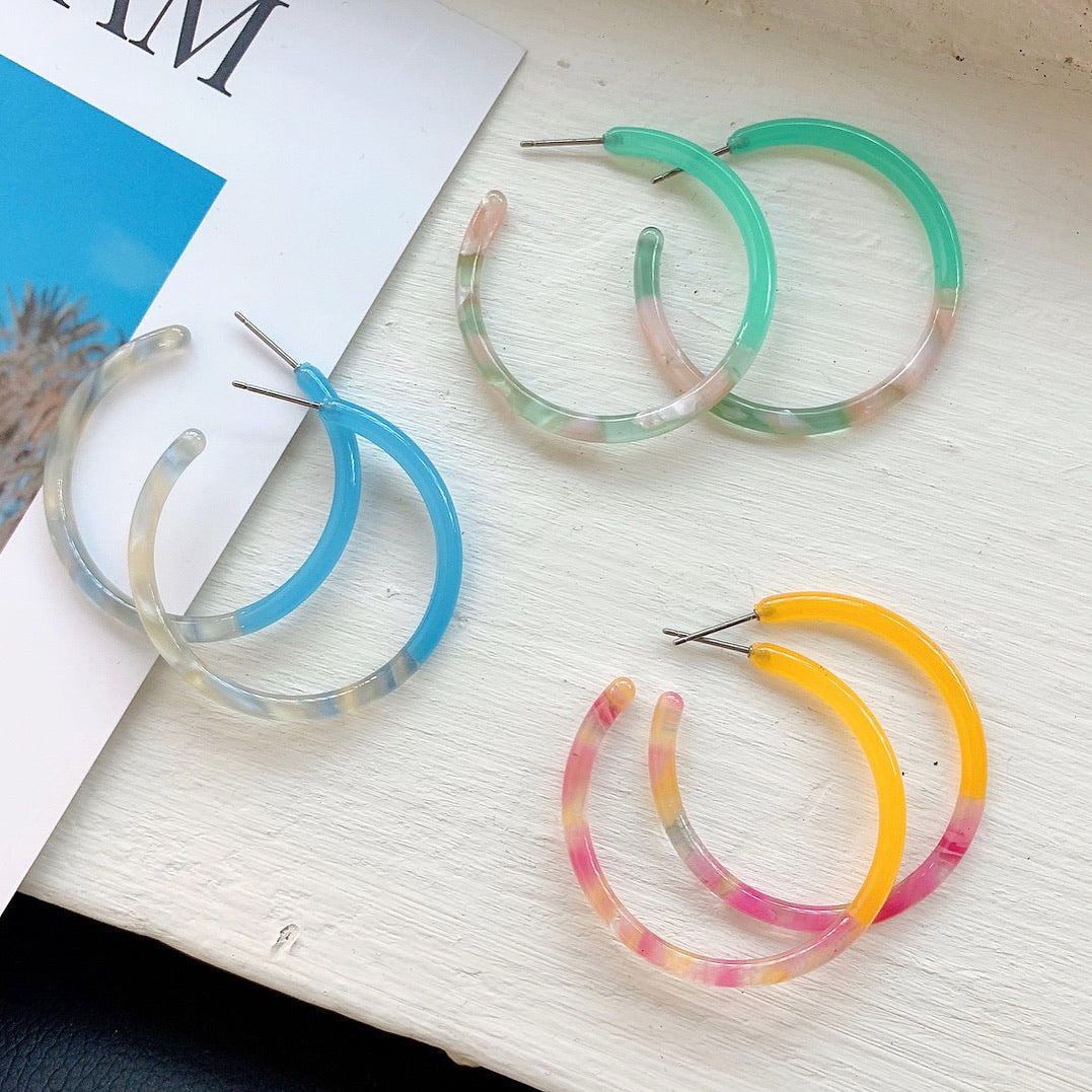 Marble Confetti Hoop Earrings