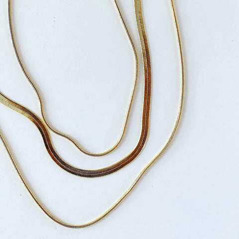 Layered Necklace: Herringbone Snake Combo