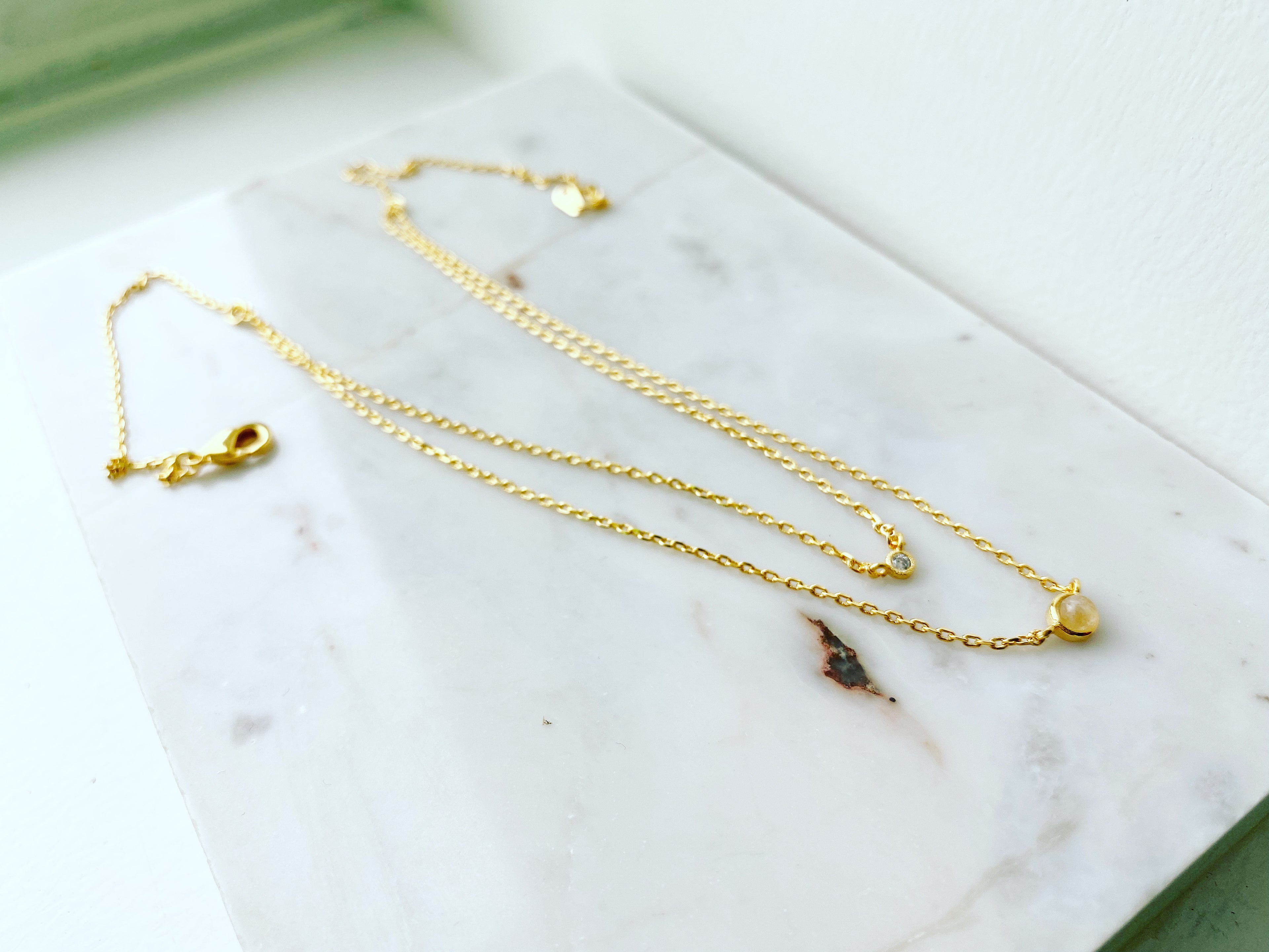 Moonstone + Cubic (Double Strand) Necklace