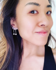 Ribbon Bow Pearl Earrings